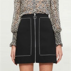 Maje Jimage Studded A-line Black Mini Skirt